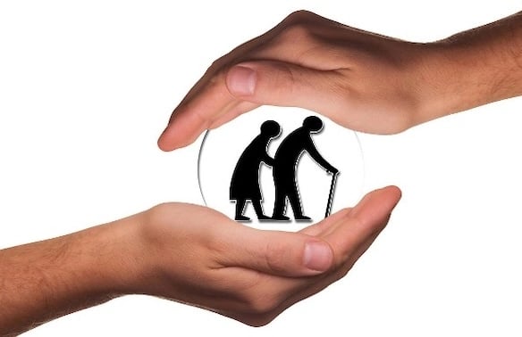 hands holding senior living logo