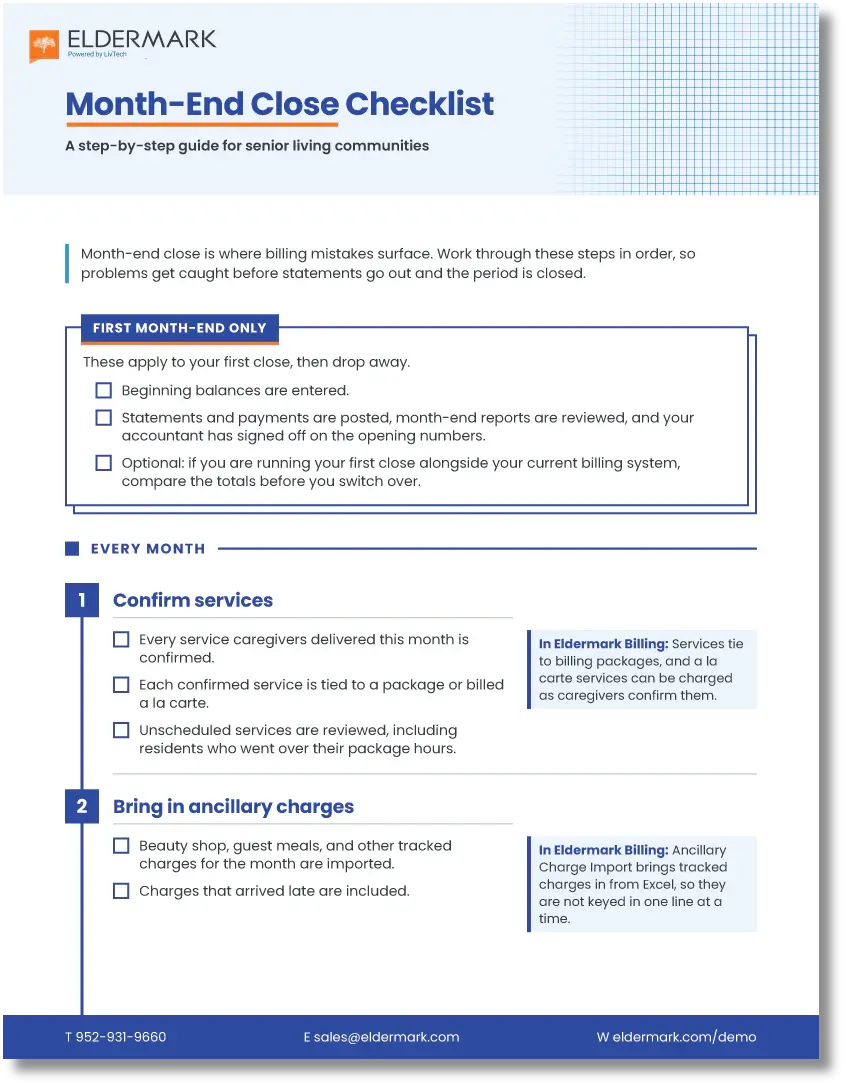 Month-End Close Checklist, printable PDF, page 1