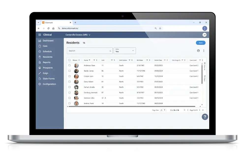 Eldermark EHR screenshot on Macbook