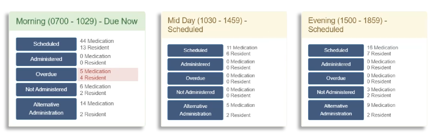 Eldermark NEXT — Med pass overview screen